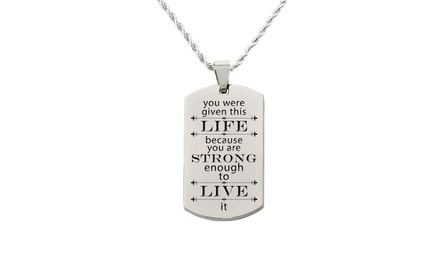 Stainless Steel Inspirational Tag Necklace by Pink Box