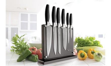 Black Titanium-Coated Knife Block Set (7-Piece) by New England Cutlery