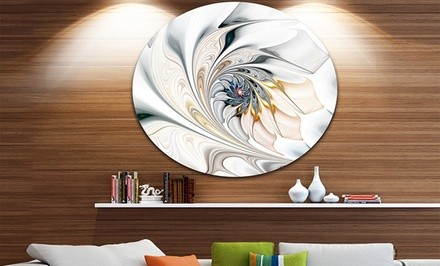 Floral Stained Glass Wall Art on Metal Circle