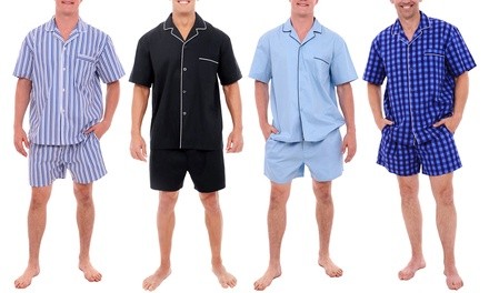 Alexander Del Rossa Men's Woven Cotton Button-Down Pajama Set (S-3XL)
