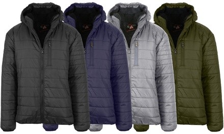 Spire By Galaxy Men's Sherpa-Lined Hooded Puffer Jacket (Sizes, S to 2XL)