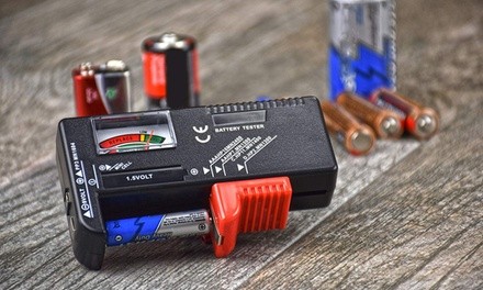 Universal Battery Tester (AAA, AA, C, D, 9V, and Button Cell Batteries)