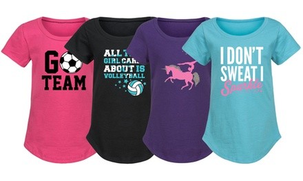 Instant Message Girls' Sports Love Tees (Sizes 2T-Y 14)