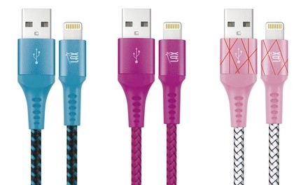 LAX 4Ft and 6Ft Apple-Certified Braided Lightning Cable for iPhone and iPad (1-, 2-, or 3-Pack)