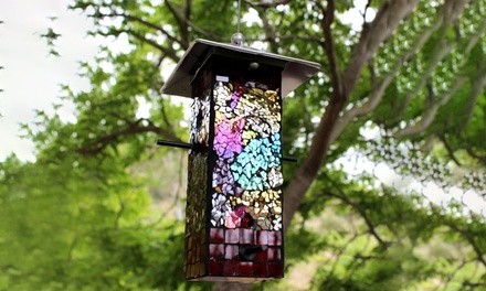 Mosaic Stained Glass Bird Feeder