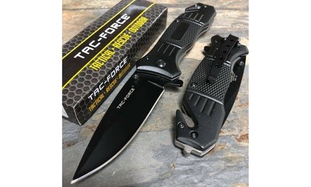 Tac Force Spring Assisted Black Blade Tactical Camping Survival Pocket Knife