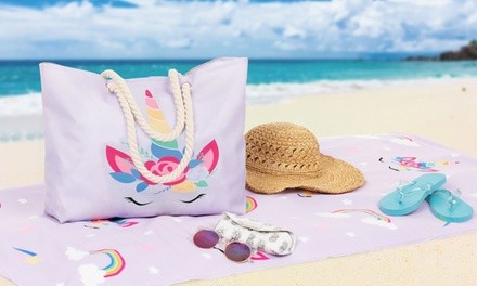 Woven Beach Bag and Matching Beach Towel