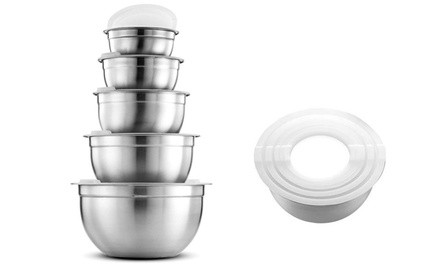 Meal Prep Stainless Steel Mixing Bowl Sets (3-, 6-, or 10-Piece)