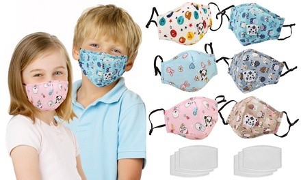 3-Pack Reusable Kids Face Mask with Filters and Adjustable Earloop