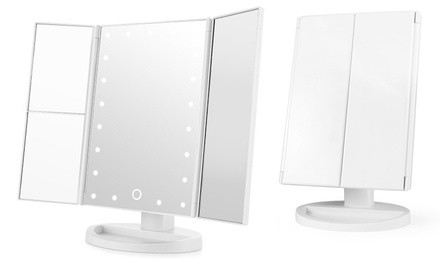 Tri-Fold Makeup Vanity Mirror with 21 Dimmable Touch LED Lights