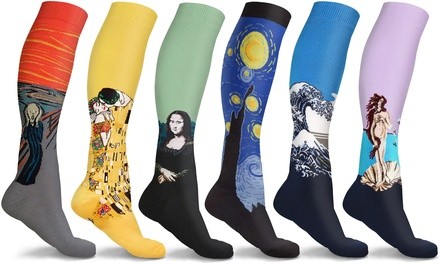 DCF Famous Art Paintings Compression Socks (3- or 6-Pairs) 