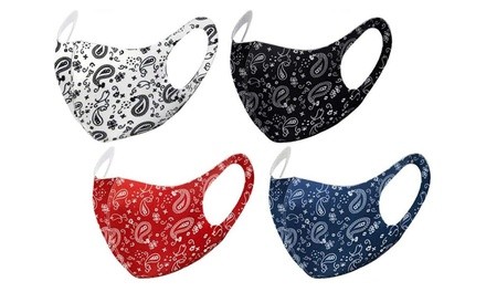 3D Paisley Pattern Dust Prevent Breathable Covering Reusable Face Mask(4 Pack)