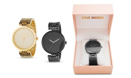 Steve Madden Women's Round Dial Multi-Color Crystal Band Watch