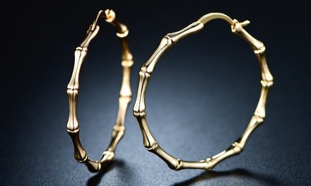 Gold Bamboo Hoop Earrings