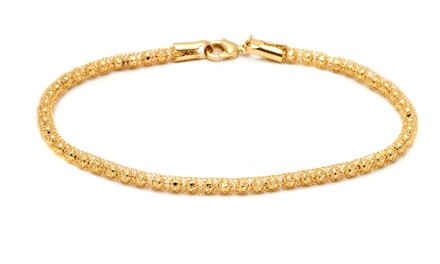 18K Gold Plated Gold Meshed Ball Beads Ankle Bracelet 