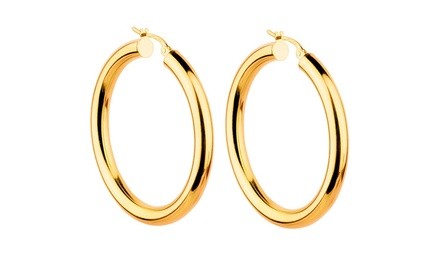 14K Gold 30mm Thick High Polish Hoops