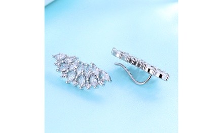 Sterling Silver Fan Earring Climber with Swarovski Crystals