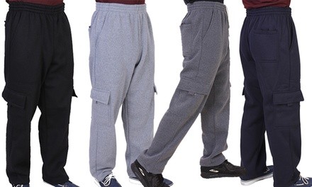 Maxxsel Oscar Sports Men's Straight Bottom Cargo Fleece Sweatpants (S-5XL)