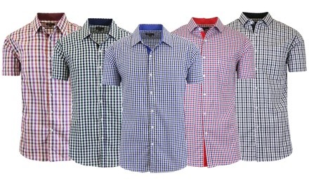 Men's Short-Sleeve Gingham Dress Shirt (S-2XL)