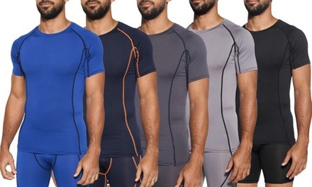 5-Pack Real Essentials Men's Compression Base Layer Active Dry Fit Shirt (S-2XL)