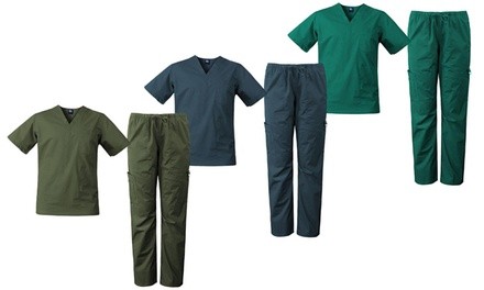 Medgear Men's Stretch 12-Pocket Utility Scrub Set. Big Sizes Available.