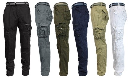 Galaxy By Harvic Men's Vintage Belted Cargo Utility Pants (30-52)