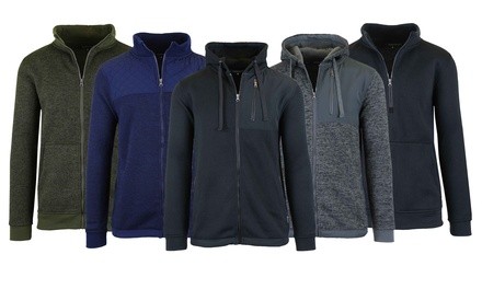 Men's Marled Zip Hoodie Pullover Fleece-Lined Sweater (S-2XL)