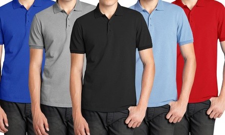 6-Pack Galaxy by Harvic Men's Short Sleeve Poly Tech Pique Polos (M-2XL)