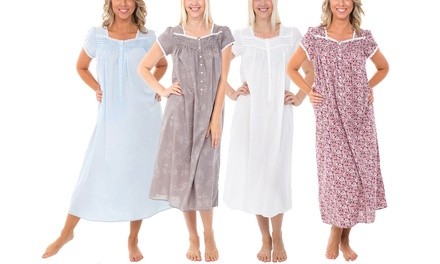 Alexander Del Rossa Women's 100% Cotton Lawn Nightgown