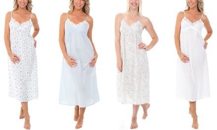 Alexander Del Rossa Women's Cotton Lawn Long Nightgown. Plus Sizes Available.