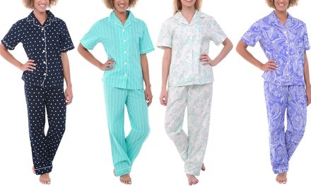 Alexander Del Rossa Women's Lightweight Cotton Short Sleeve Pajama. Plus Sizes Available.