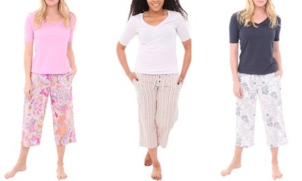 Women's Cotton Pajama Tee and Pants. Plus Sizes Available