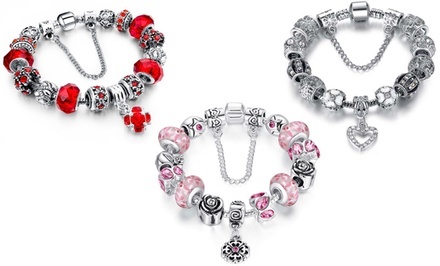 Genuine Murano Glass Charm Bracelets Made with Swarovski Elements