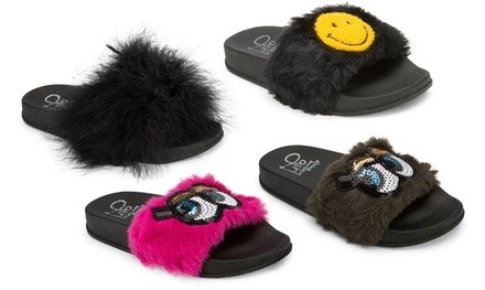 Olivia Miller Girls' Faux Fur Slide Sandals