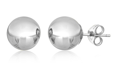 14K Solid White Gold Ball Stud Earrings