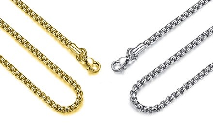 Men's Stainless Steel 4MM Round Box Chains