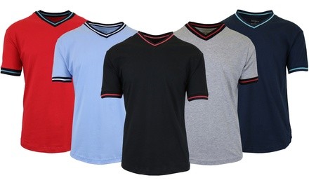 Galaxy by Harvic Men's Short Sleeve Egyptian Cotton V-Neck Tees with Trim (S-2XL)