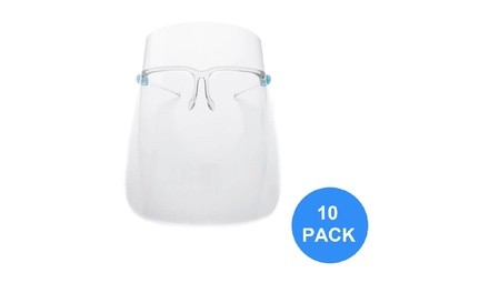 Face Shield with Goggles 10 Pack Anti-Fog Protective Transparent Mask