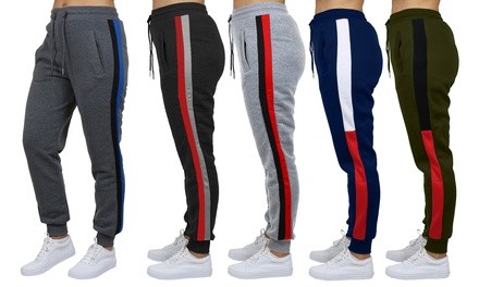 Women's Loose-Fit Fleece-Lined Stripe Jogger Sweatpants (2-Pack). Plus Sizes Available.