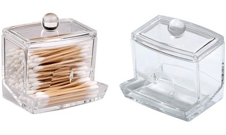 Acrylic Cotton Swab Storage Dispenser (1- or 2-Pack)