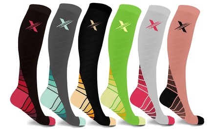 XTF Unisex Knee-High Compression Socks (6 Pairs)