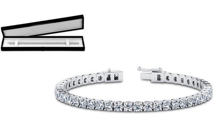 Mina Bloom Solid Sterling Silver Cubic Zirconia Tennis Bracelet With Gift Box