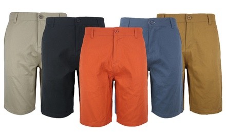 LeeHanTon Men's Solid Flat Front Cotton Shorts (30-40)