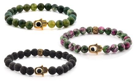 Hamsa Natural Stone Men's Bracelet