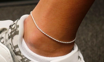 Italian Sterling Silver Rope Anklet by Verona
