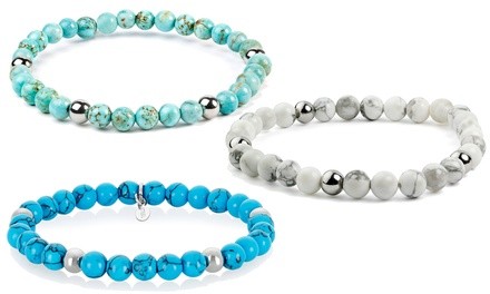 Stainless Steel Turquoise Stone Beaded Bracelet by West Coast Jewelry