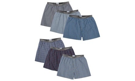 Life Men's Woven Cotton Plaid Boxer Shorts (6-Pack)