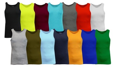 3-Pack Assorted Men's Heavyweight Combed Cotton Ribbed Tank Tops (M-2XL)