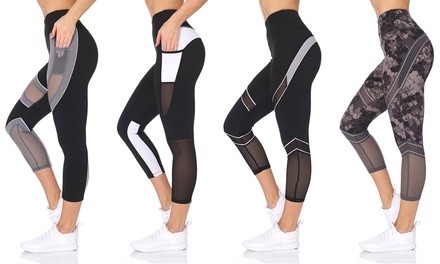 Women's High-Waist Workout Leggings. Plus Sizes Available. (4-Pack)