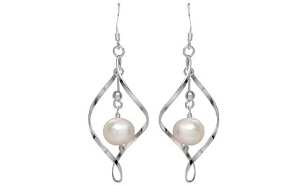 Freshwater Pearl Dangle Earrings in Sterling Silver